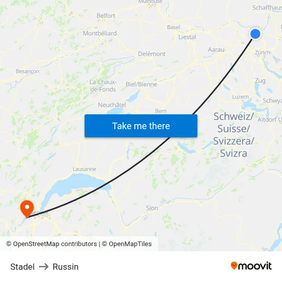 Stadel to Russin map