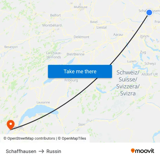 Schaffhausen to Russin map
