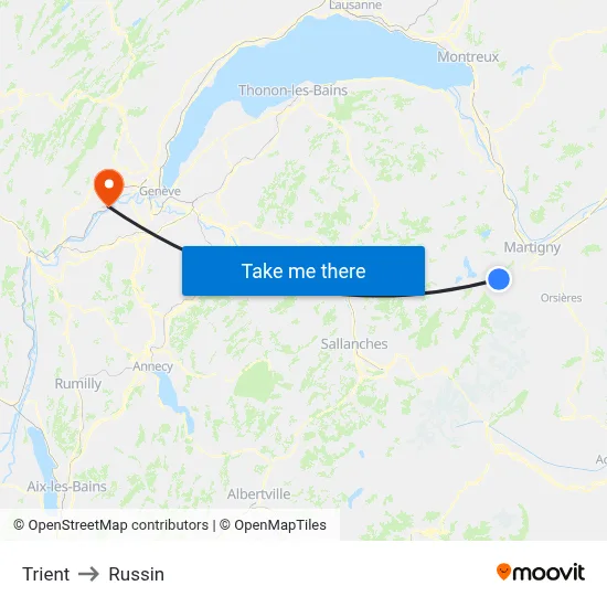 Trient to Russin map