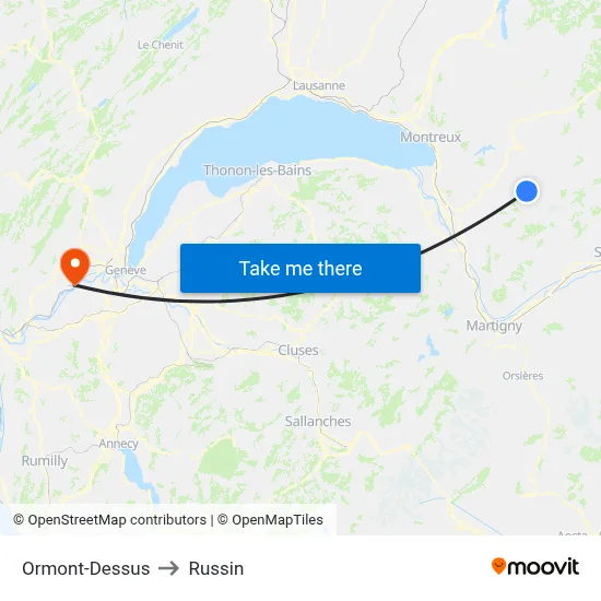 Ormont-Dessus to Russin map