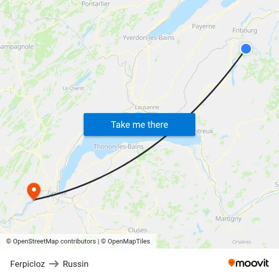 Ferpicloz to Russin map