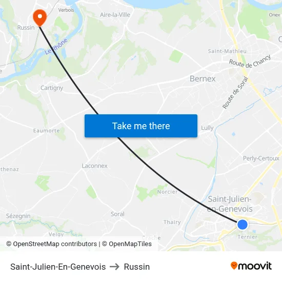 Saint-Julien-En-Genevois to Russin map