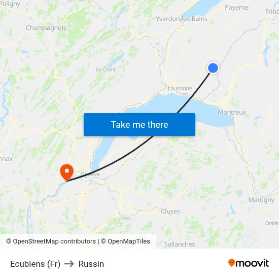 Ecublens (Fr) to Russin map