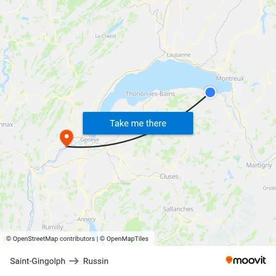 Saint-Gingolph to Russin map