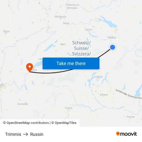 Trimmis to Russin map