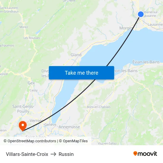 Villars-Sainte-Croix to Russin map
