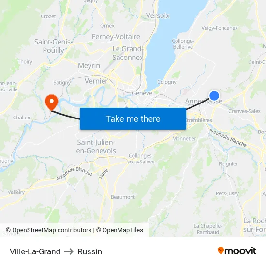 Ville-La-Grand to Russin map