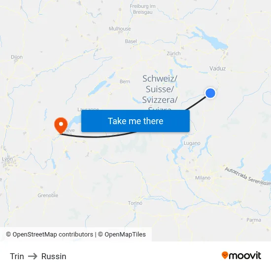 Trin to Russin map