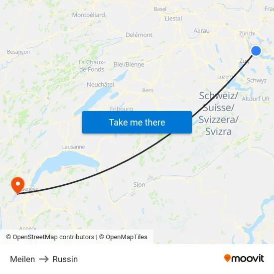Meilen to Russin map