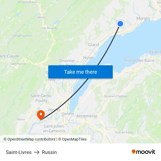 Saint-Livres to Russin map