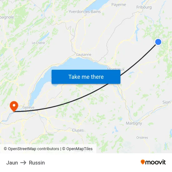 Jaun to Russin map