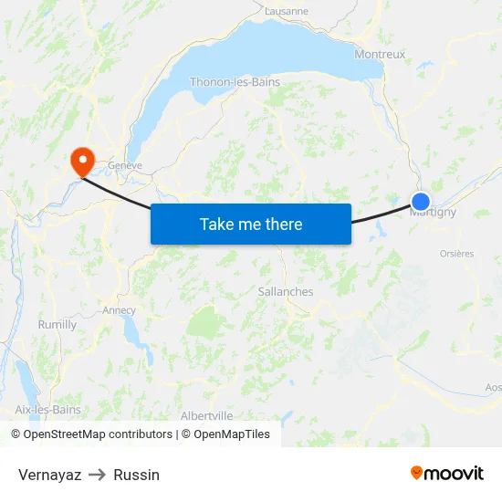 Vernayaz to Russin map