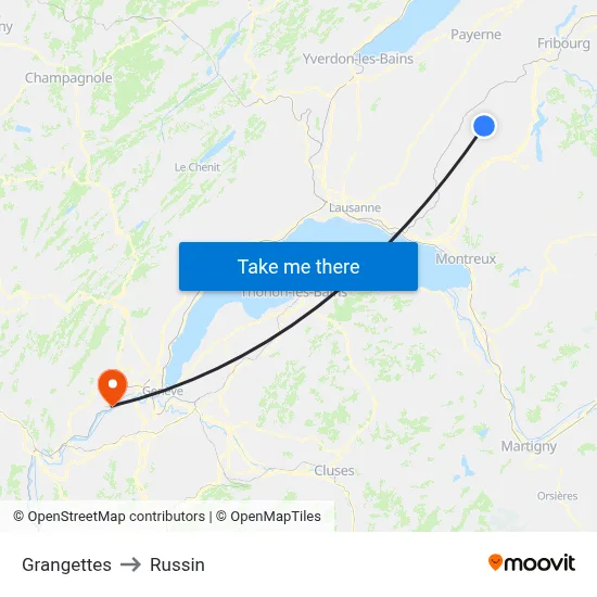Grangettes to Russin map