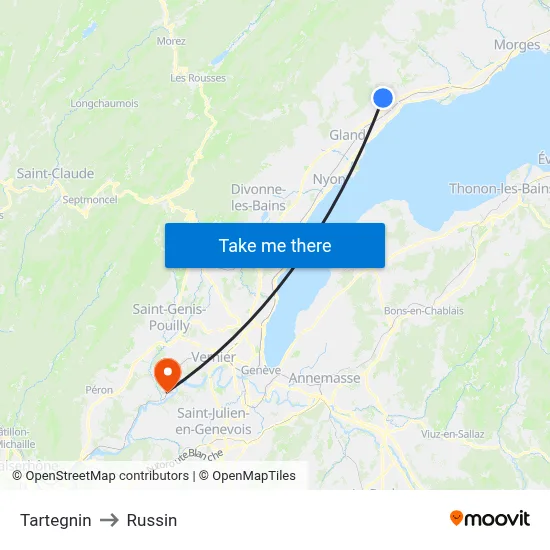 Tartegnin to Russin map