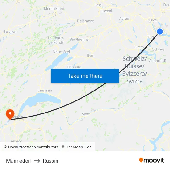 Männedorf to Russin map