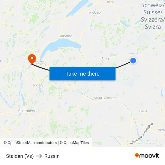 Stalden (Vs) to Russin map