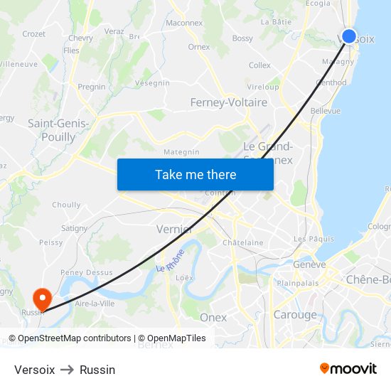 Versoix to Russin map