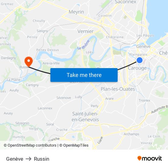 Genève to Russin map