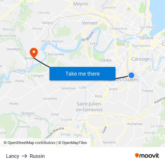 Lancy to Russin map