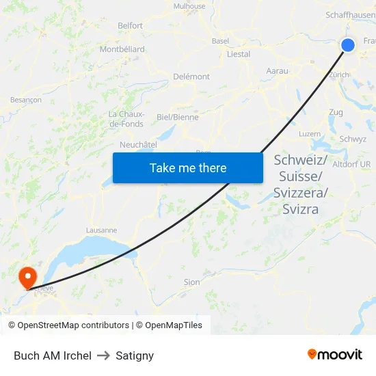 Buch AM Irchel to Satigny map