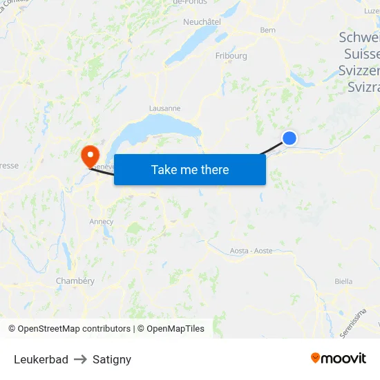 Leukerbad to Satigny map