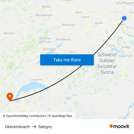 Oberembrach to Satigny map