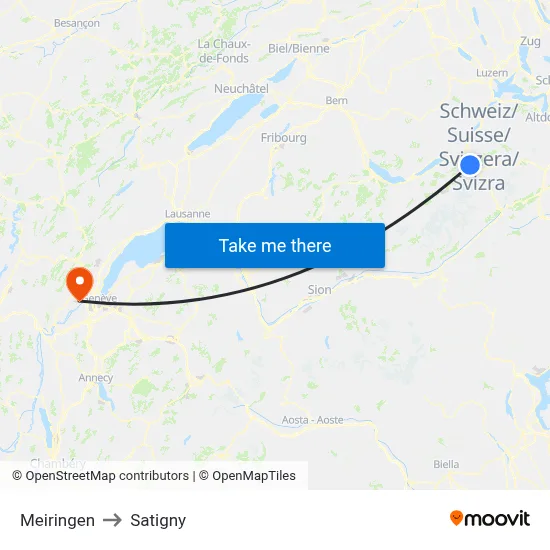 Meiringen to Satigny map