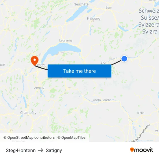 Steg-Hohtenn to Satigny map