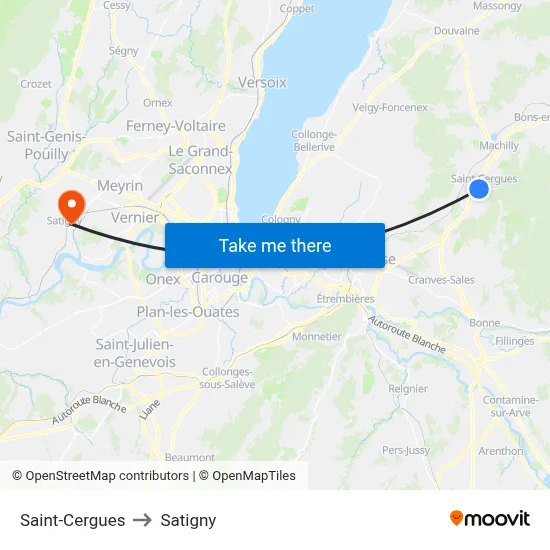 Saint-Cergues to Satigny map