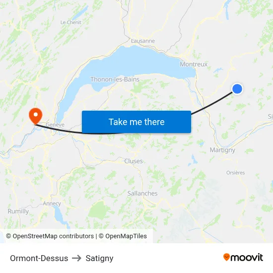 Ormont-Dessus to Satigny map