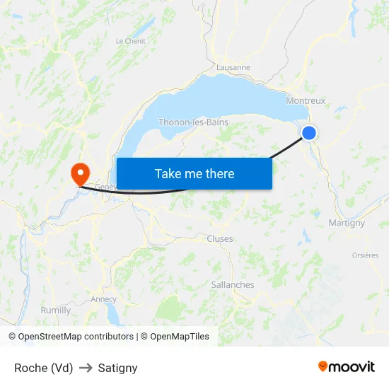 Roche (Vd) to Satigny map