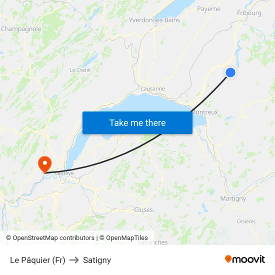 Le Pâquier (Fr) to Satigny map