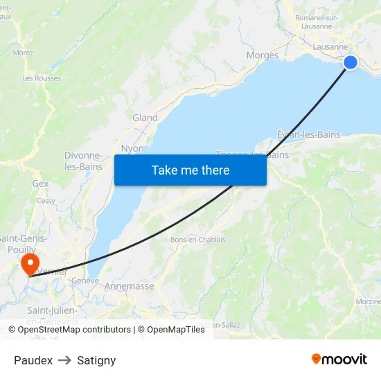 Paudex to Satigny map