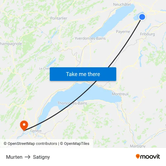 Murten to Satigny map