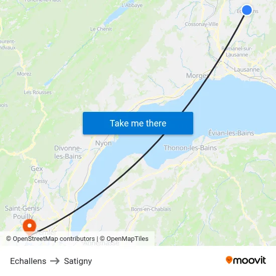 Echallens to Satigny map