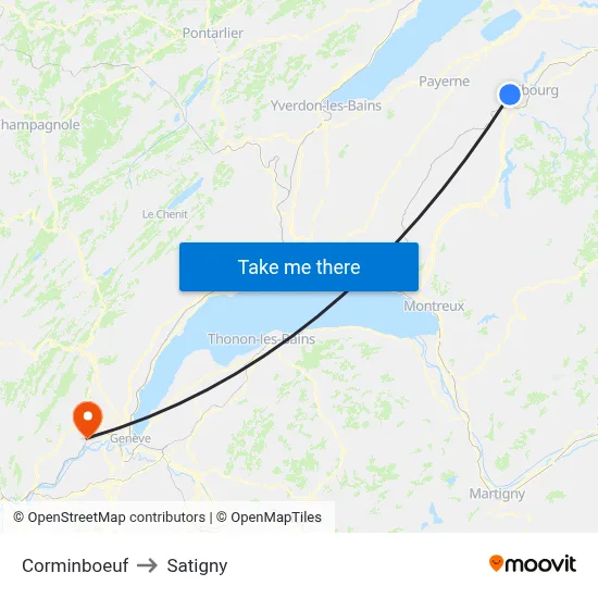 Corminboeuf to Satigny map