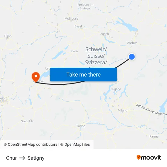 Chur to Satigny map