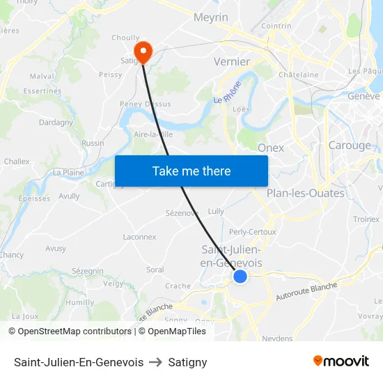 Saint-Julien-En-Genevois to Satigny map