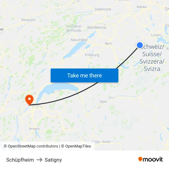 Schüpfheim to Satigny map