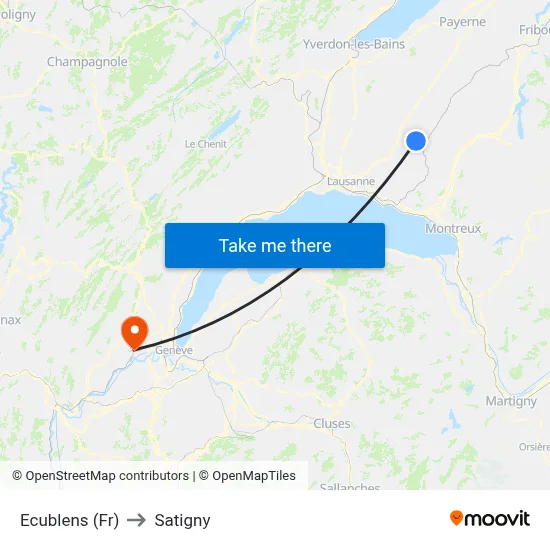 Ecublens (Fr) to Satigny map