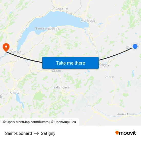 Saint-Léonard to Satigny map