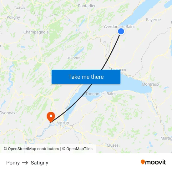 Pomy to Satigny map