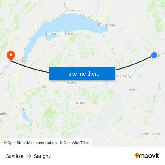 Savièse to Satigny map