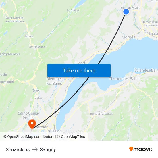 Senarclens to Satigny map