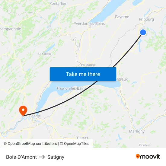 Bois-D’Amont to Satigny map