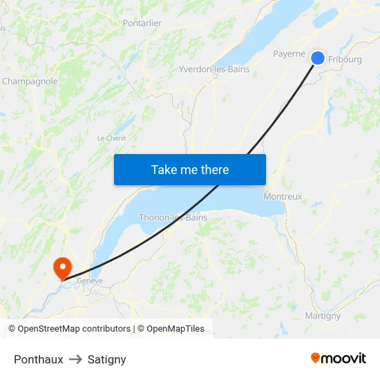 Ponthaux to Satigny map