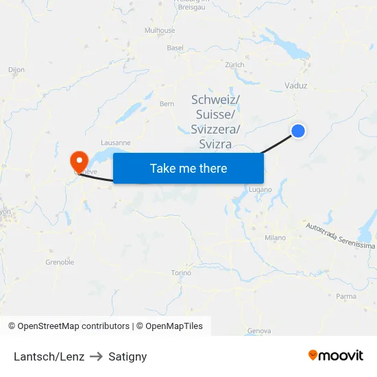 Lantsch/Lenz to Satigny map