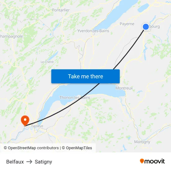 Belfaux to Satigny map