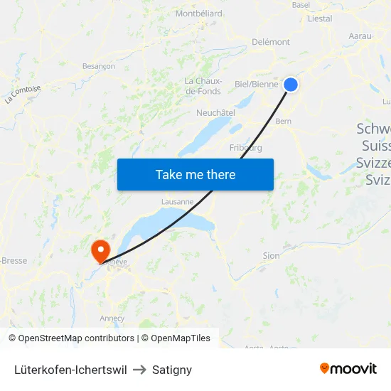 Lüterkofen-Ichertswil to Satigny map