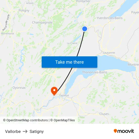 Vallorbe to Satigny map